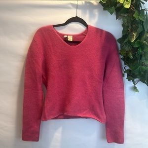 Twiggy, London, pink angora hair Vneck sweater